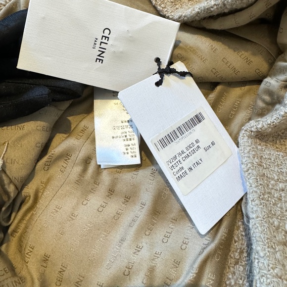 CELINE Beige Tweed Classic Jacket Blazer - Picture 4 of 4